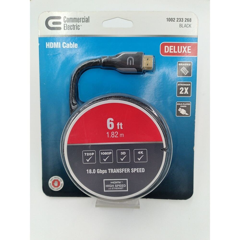 NEW!! COMMERCIAL ELECTRIC 6 ft. Deluxe HDMI Cable